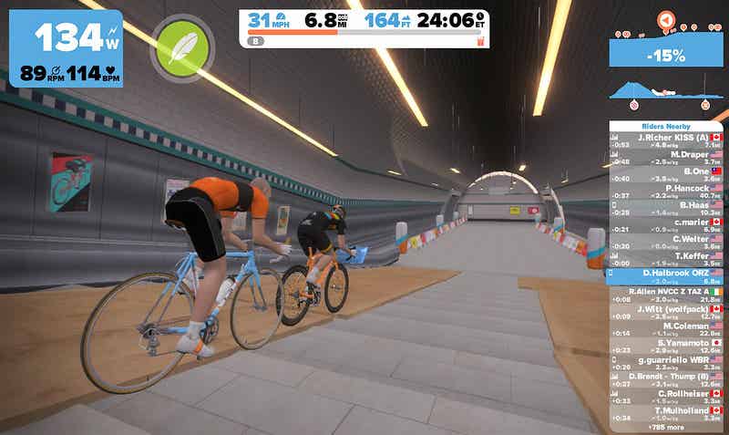 Zwiftとスマートトレーナーのレース風景