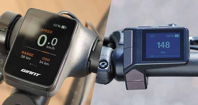 E-bikeの操作ボタンとディスプレイ
