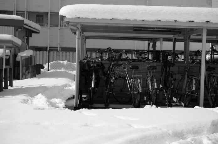 自転車置き場　積雪