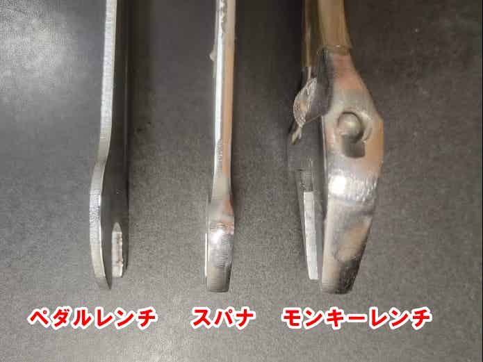 ペダルレンチとスパナとモンキーレンチの違い