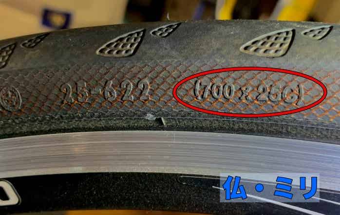 ロードバイクのタイヤサイズ表記