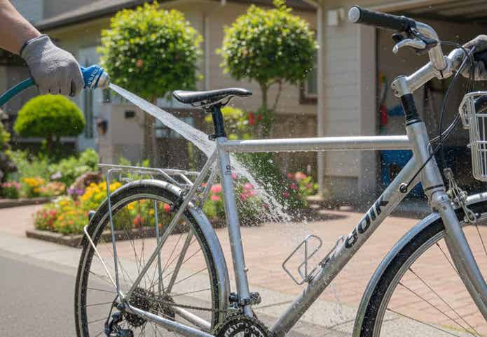 自転車の水洗い