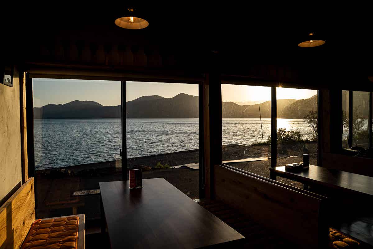 湖桑庵からの夕景の眺め