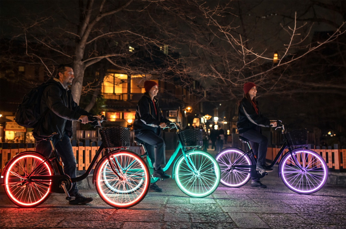 夜の道頓堀を、光る自転車で走る。大阪・京都でナイトライドツアーが始まります
