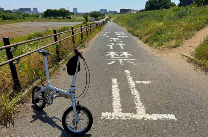 自転車侵入禁止の多摩川河川敷区間