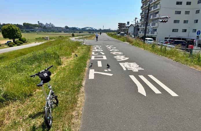 かわさき多摩川ふれあいロードの道路表示