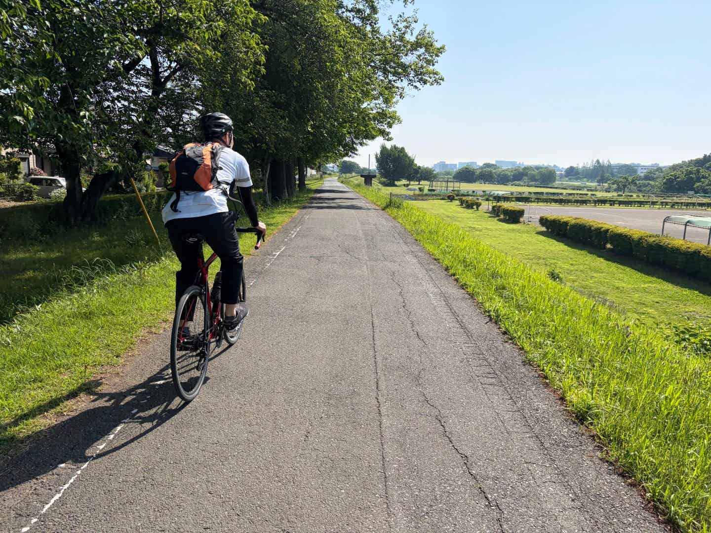 入間川サイクリングロードを走る筆者
