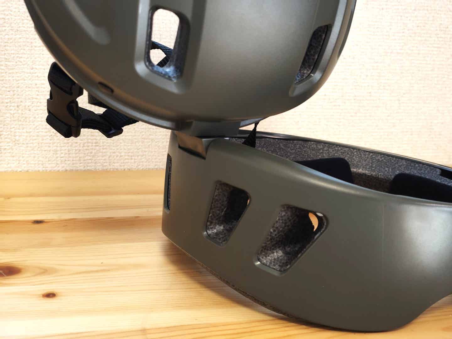 重量増の原因になる折りたたみヘルメットの構造