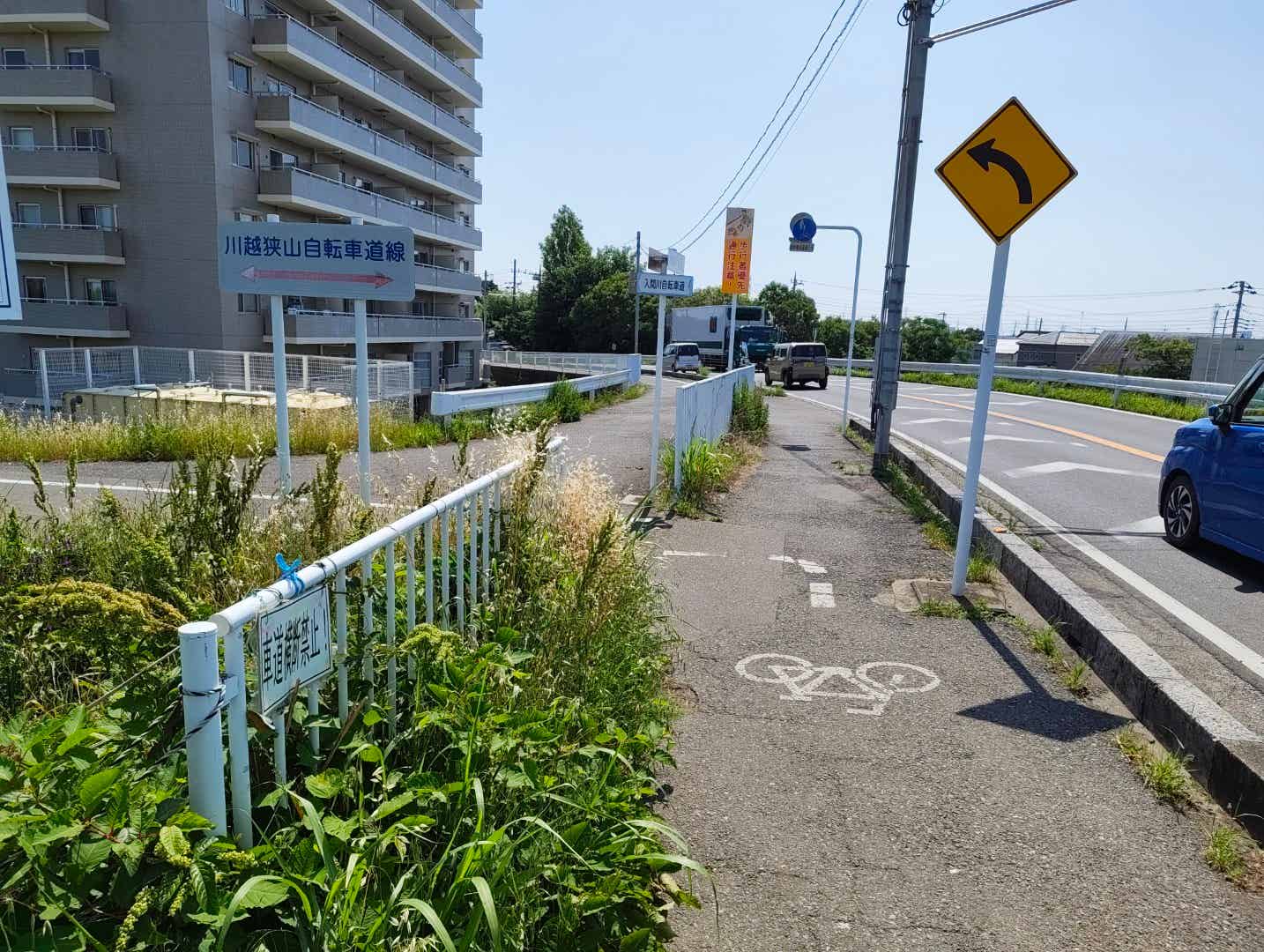 入間川サイクリングロードの初狩橋の右岸