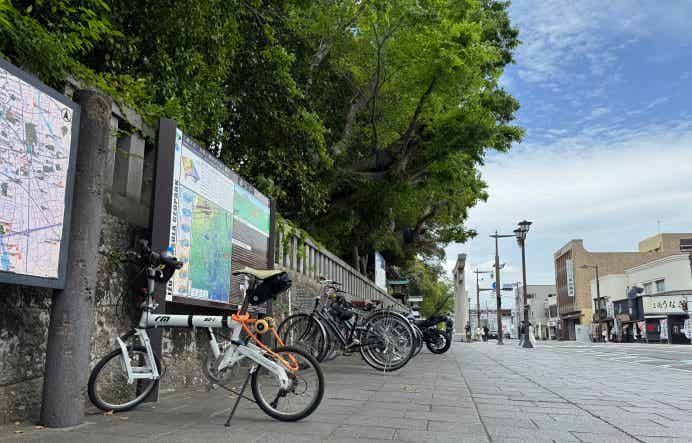 三嶋大社前に停めた自転車