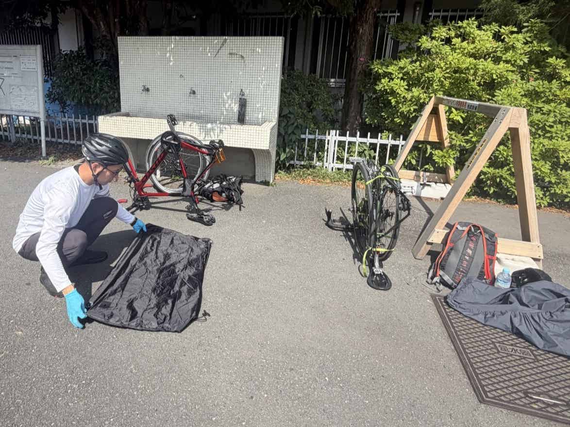 輪行バッグを使った電車輪行