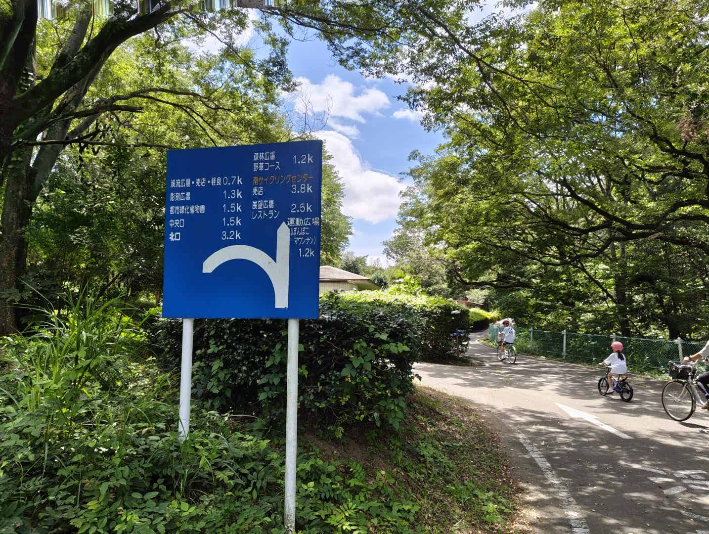 南口サイクリングセンターまで3.8kmの看板