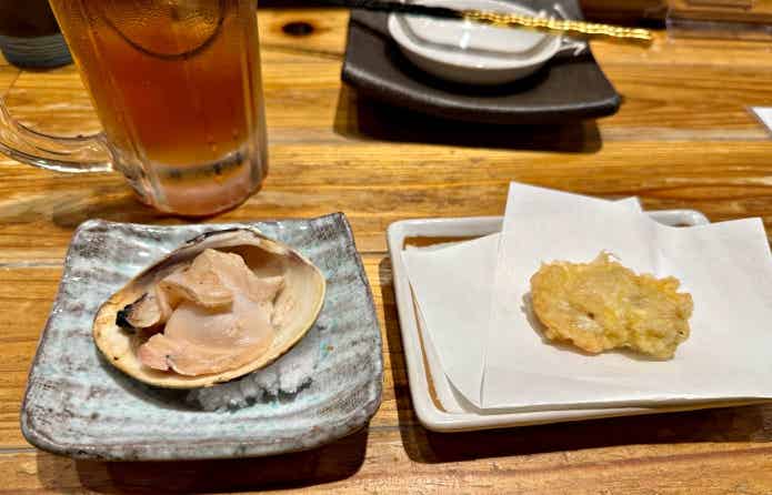 焼き蛤と蛤の天ぷら