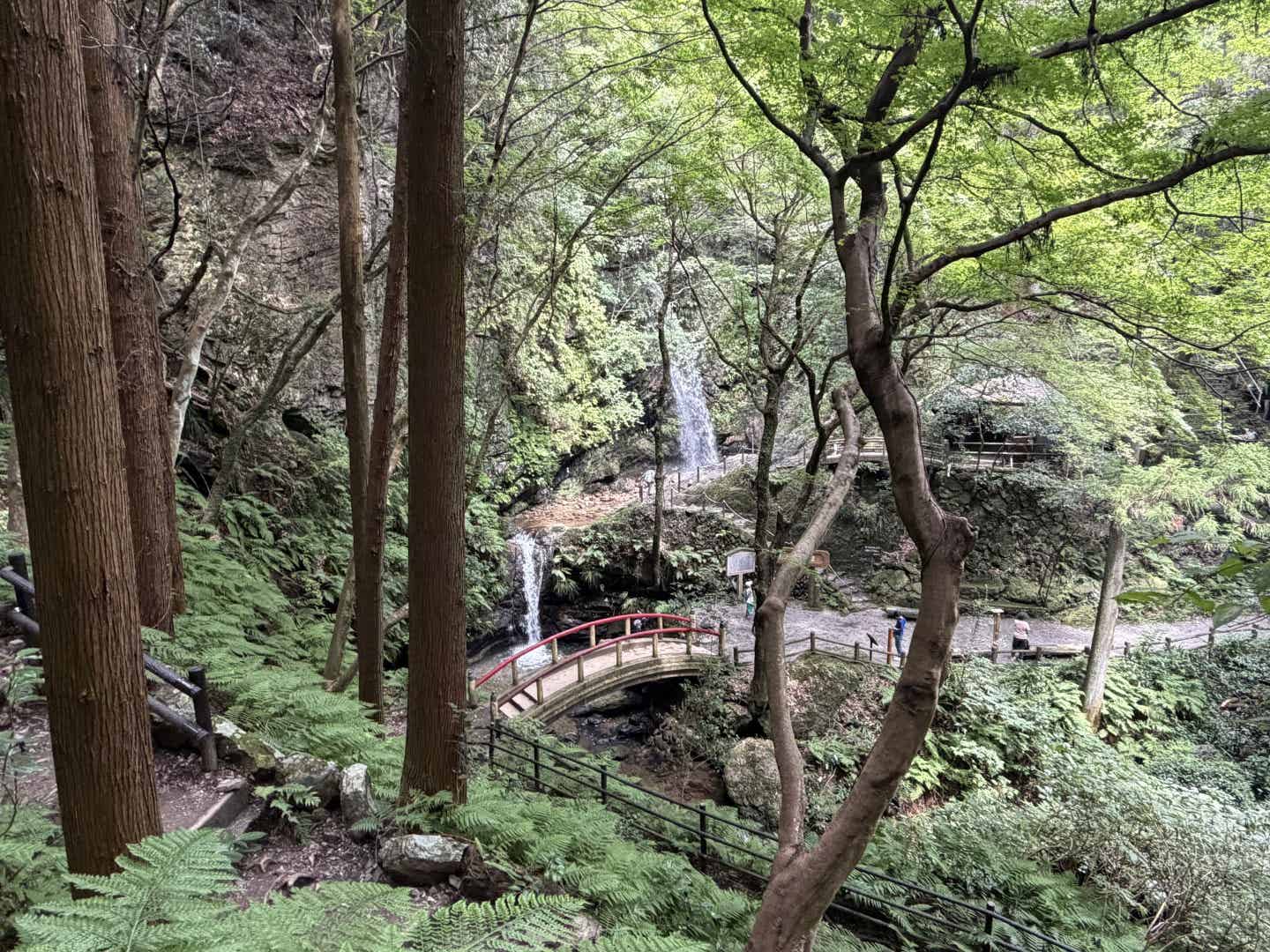 黒山三滝の男滝・女滝の全景