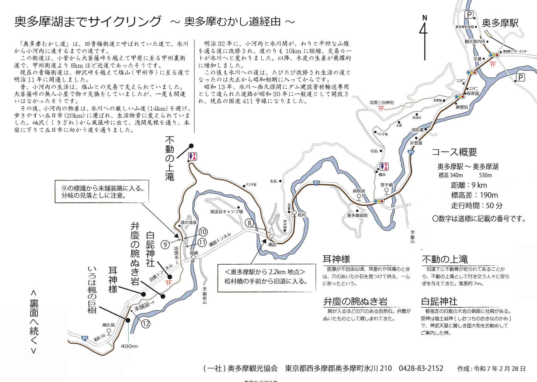 奥多摩むかし道のマップ