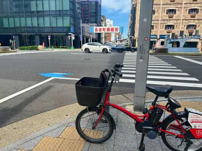 長者町を走るレンタサイクル